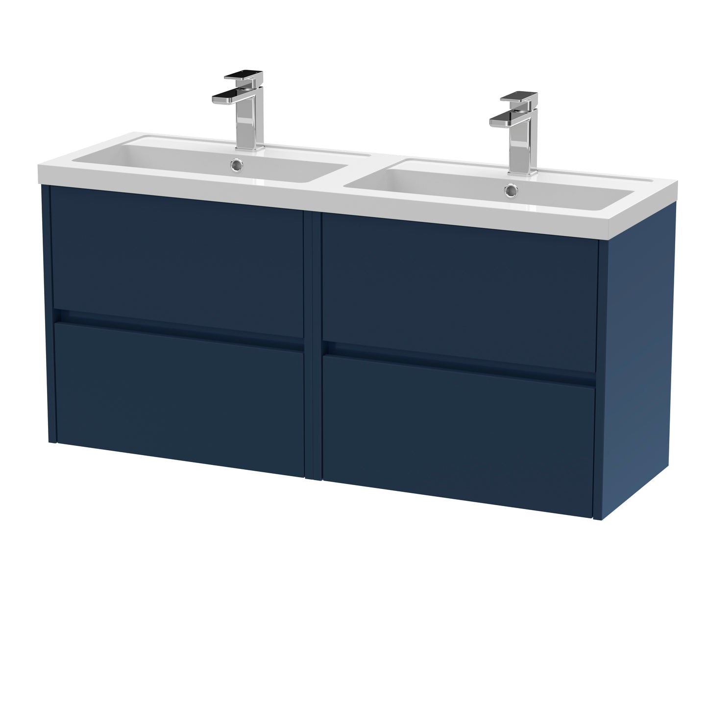 NUIE 1200mm Wall Hung 4-Drawer Unit & Double Basin