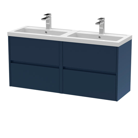 NUIE 1200mm Wall Hung 4-Drawer Unit & Double Basin