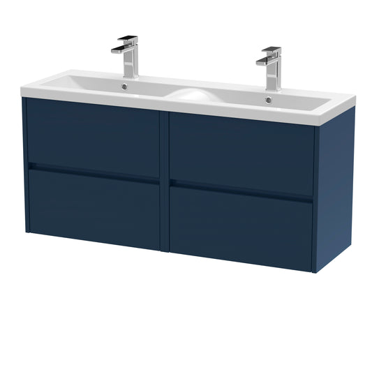 NUIE 1200mm Wall Hung 4-Drawer Unit & Double Basin
