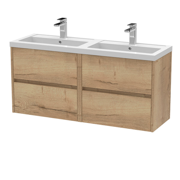 NUIE 1200mm Wall Hung 4 Drawer Unit & Double Basin