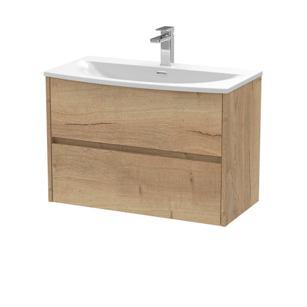 NUIE 800mm Wall Hung 2 Drawer Unit & Basin 4