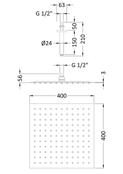 Hudson Reed Ceiling Mounted Head & Arm