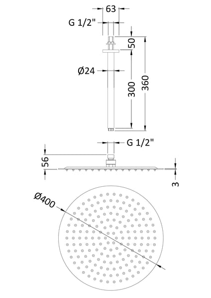 Hudson Reed Ceiling Mounted Head & Arm
