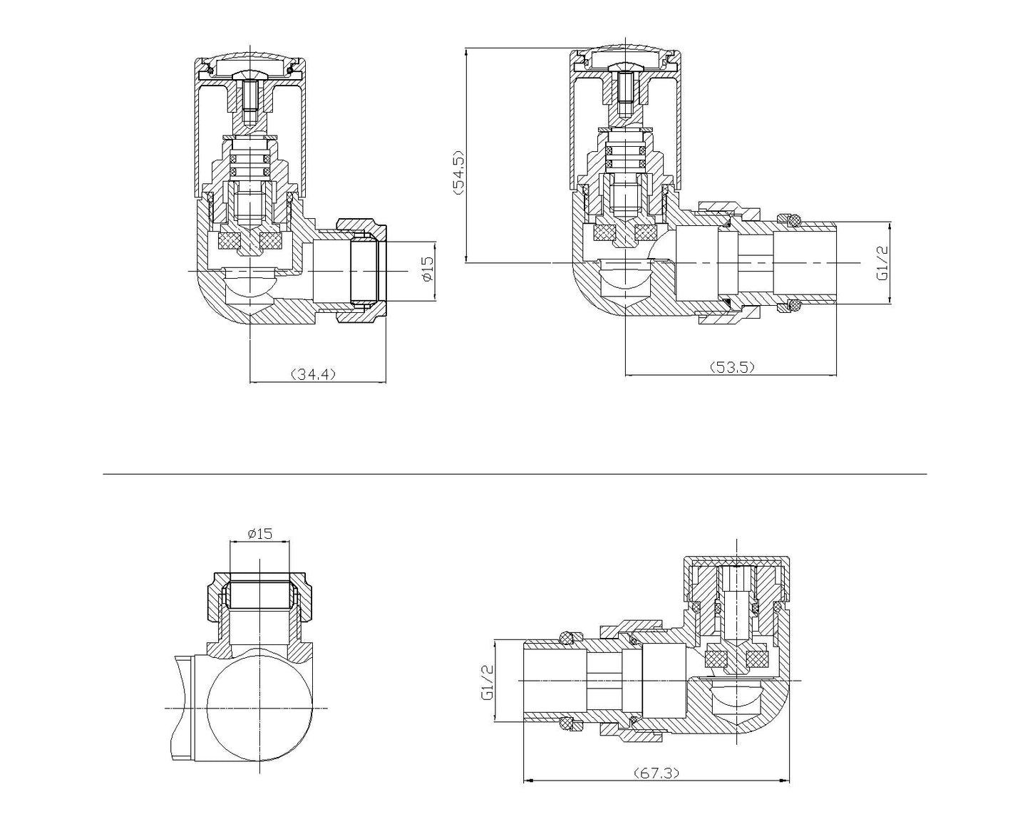 NUIE Corner Duel Fuel Radiator Valve Pack (Pairs)