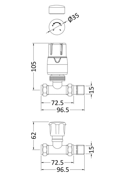 NUIE Straight Radiator Valve Pack (Pairs)