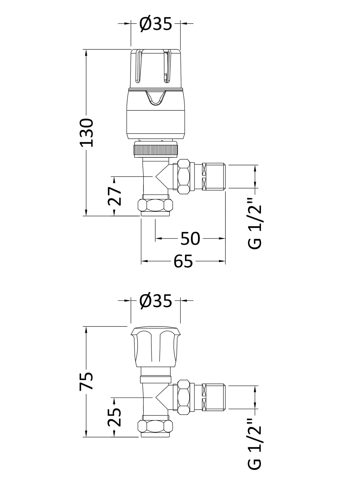 NUIE Angled Thermostatic Radiator Valve Pack