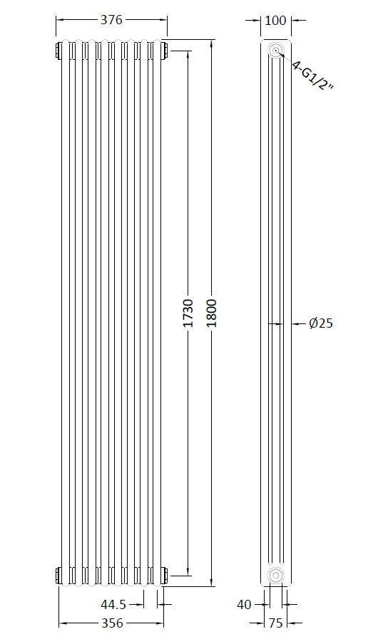 NUIE Triple Column Traditional Radiator