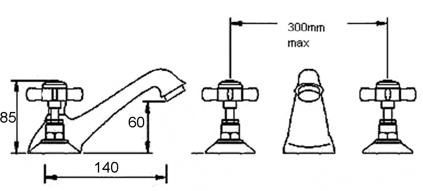 NUIE 3 Tap Hole Basin Mixer