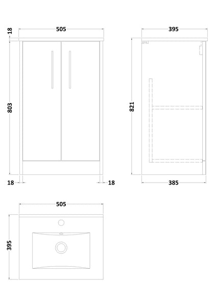 Hudson Reed 500mm Floor Standing 2 Door Vanity & Basin 2