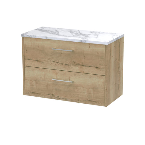 Hudson Reed 800 Wall Hung 2-Drawer Vanity & Laminate Worktop