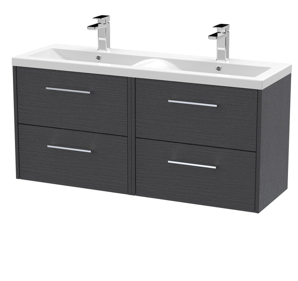 Hudson Reed 1200mm Wall Hung 4 Drawer Vanity & Double Basin