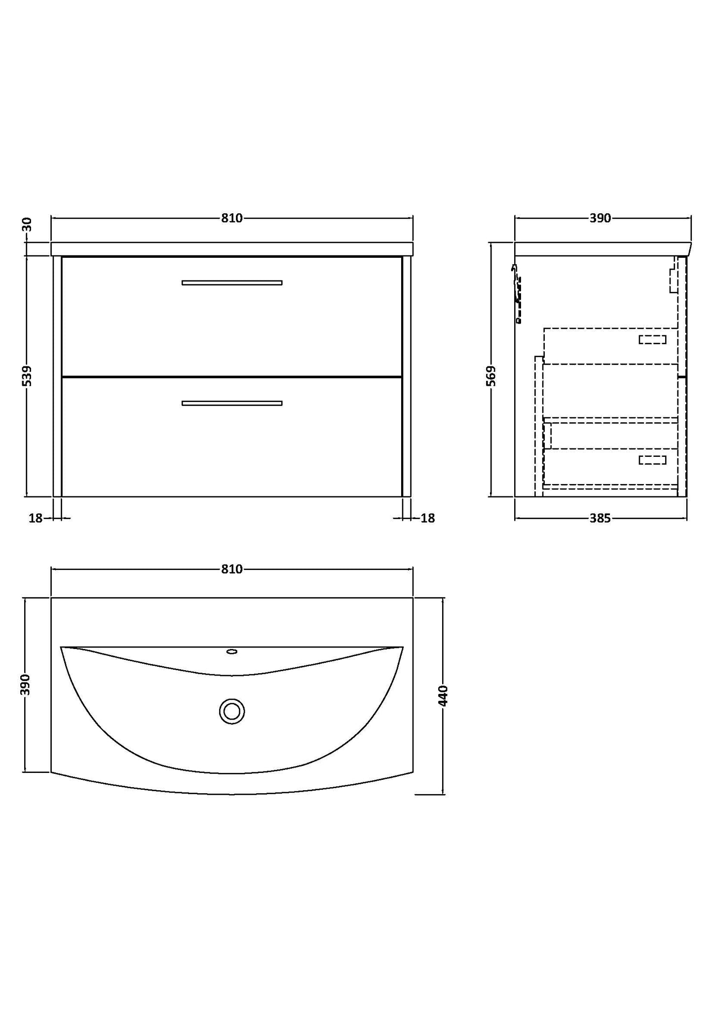 Hudson Reed 800mm Wall Hung 2 Drawer Vanity & Basin 4