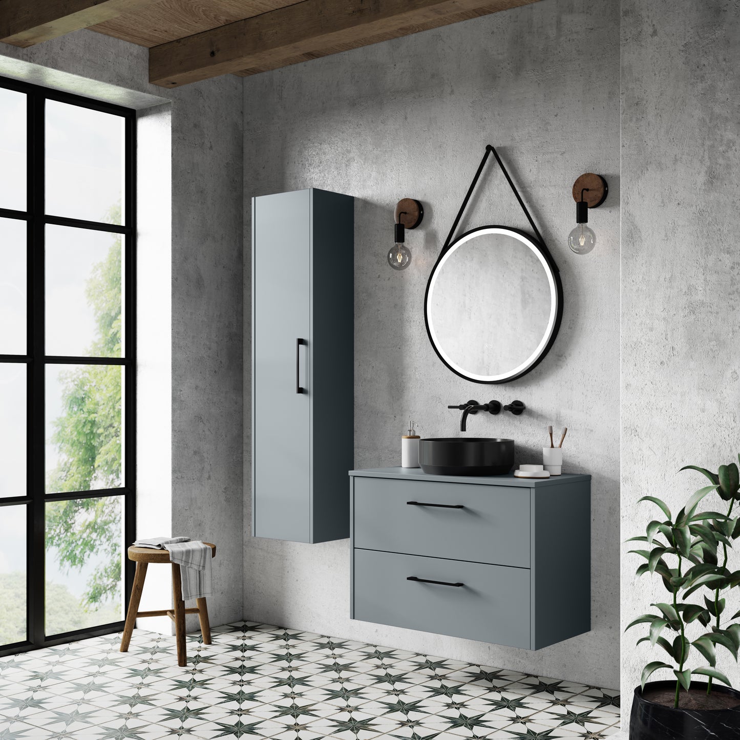 Hudson Reed 600mm Wall Hung 2 Drawer Vanity & Worktop