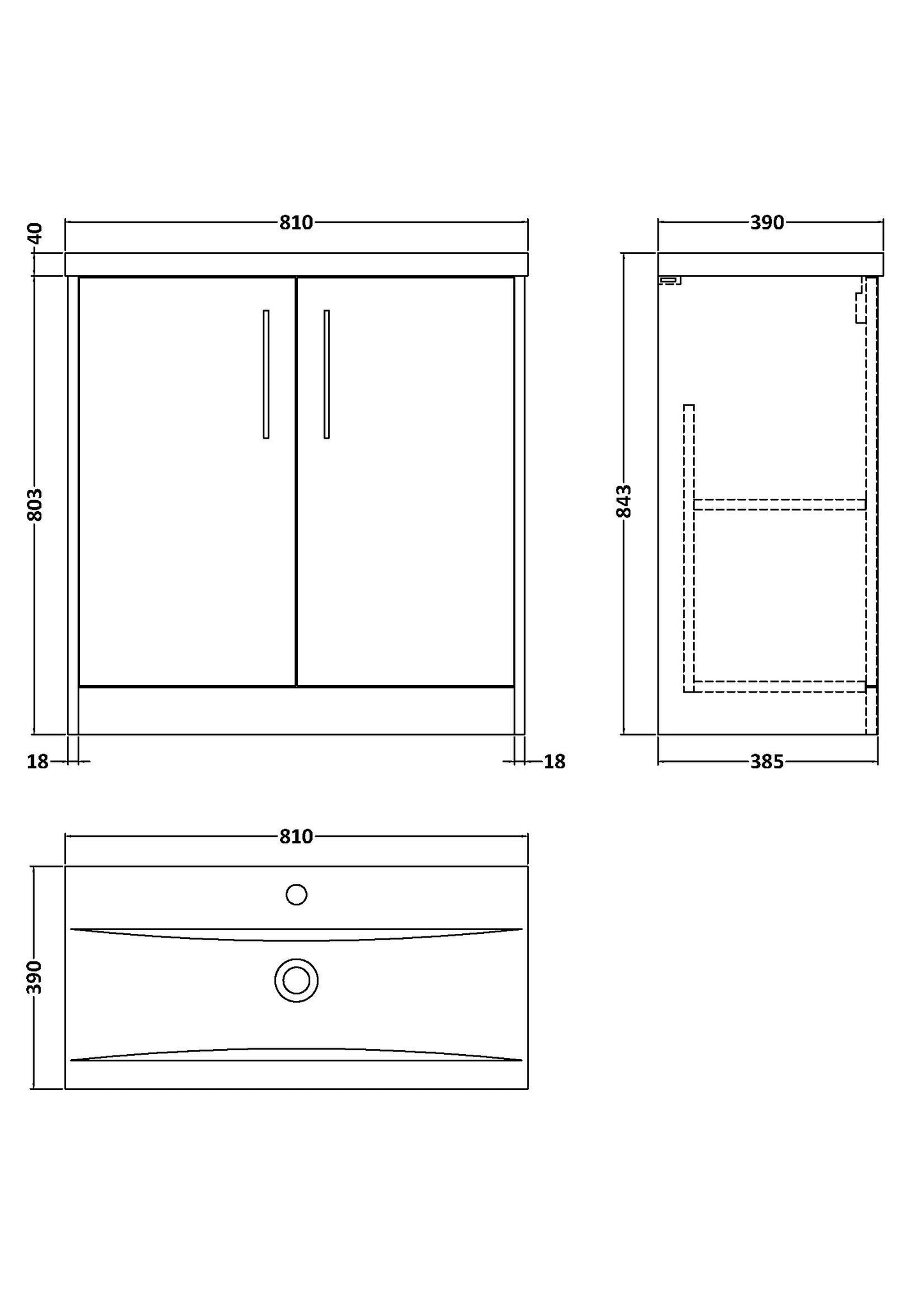 Hudson Reed 800mm Floor Standing 2 Door Vanity & Basin 1