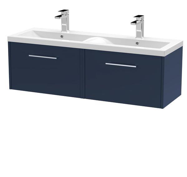Hudson Reed 1200mm Wall Hung 2-Drawer Vanity & Double Basin