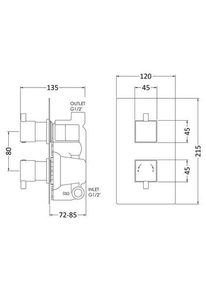 NUIE Twin Thermostatic Shower Valve