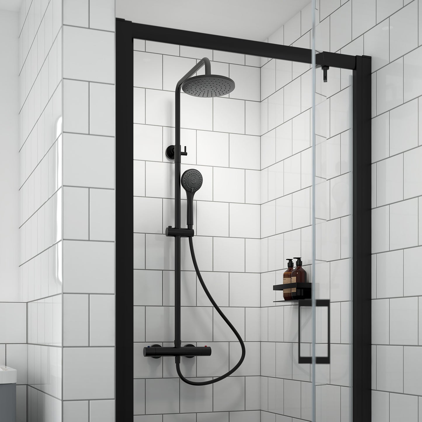 NUIE Round Thermostatic Bar Valve & Shower Kit