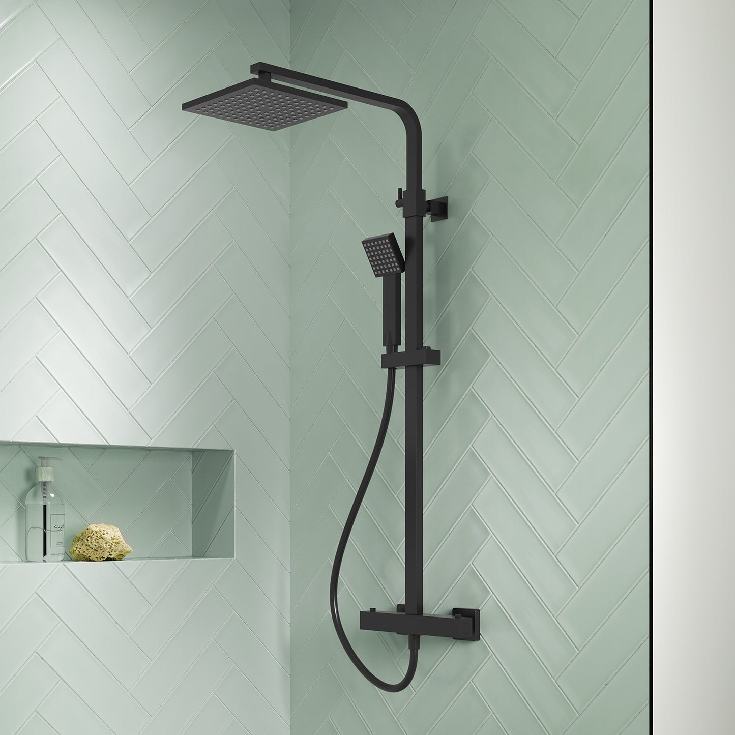 NUIE Square Thermostatic Bar Valve & Shower Kit