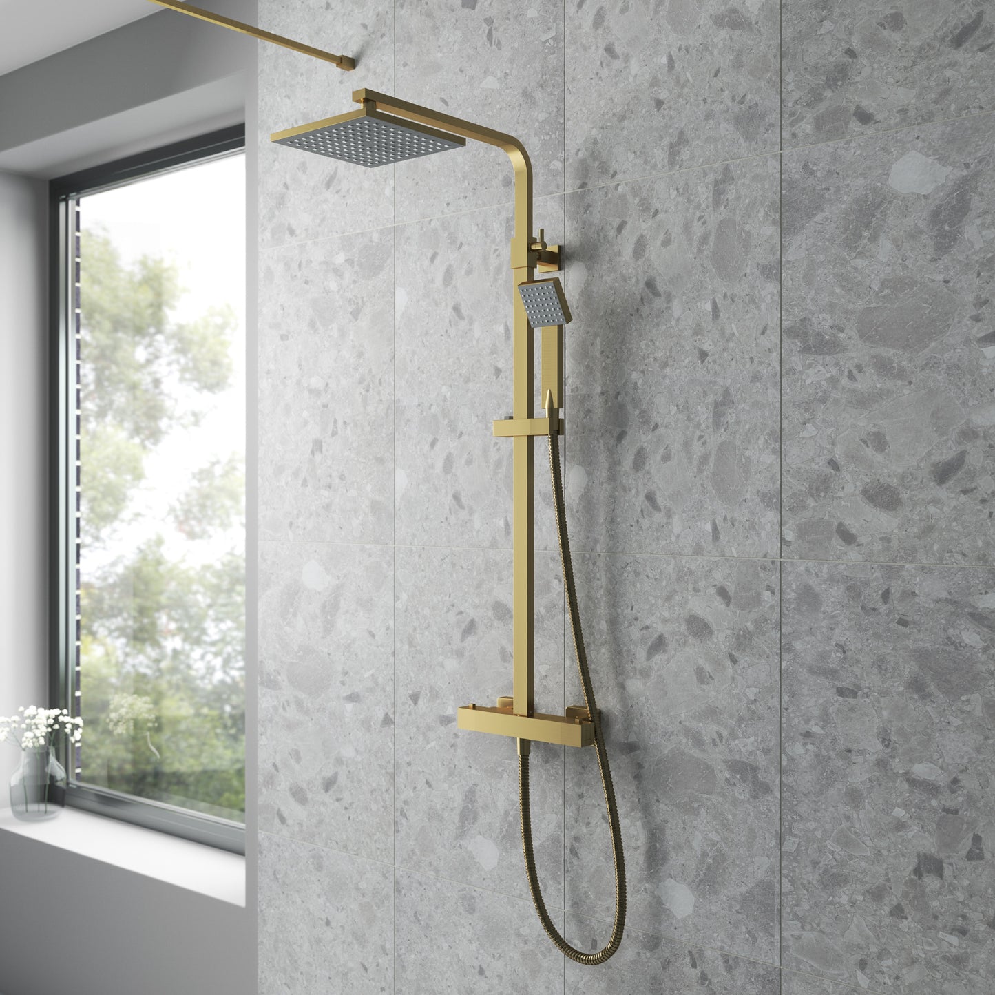 NUIE Square Thermostatic Bar Valve & Shower Kit