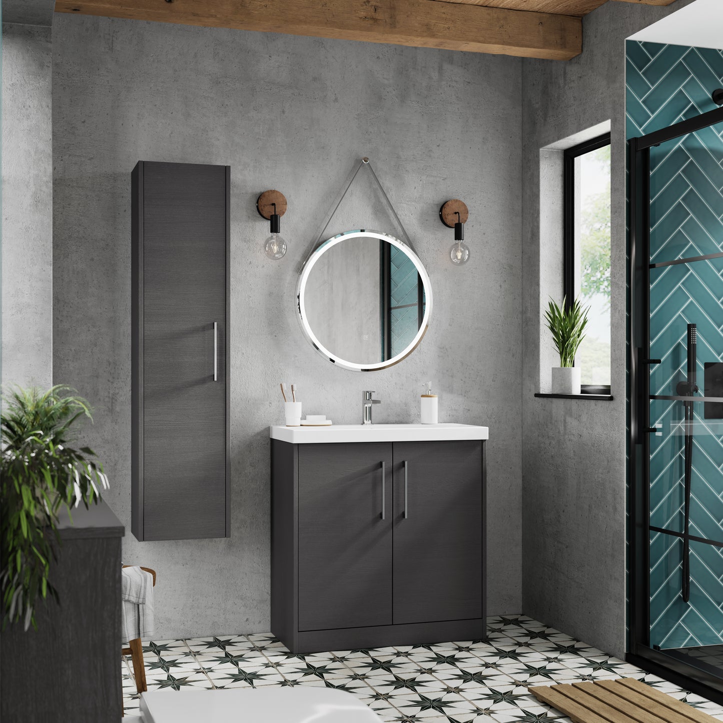 Hudson Reed 500mm Floor Standing 2 Door Vanity & Basin 1