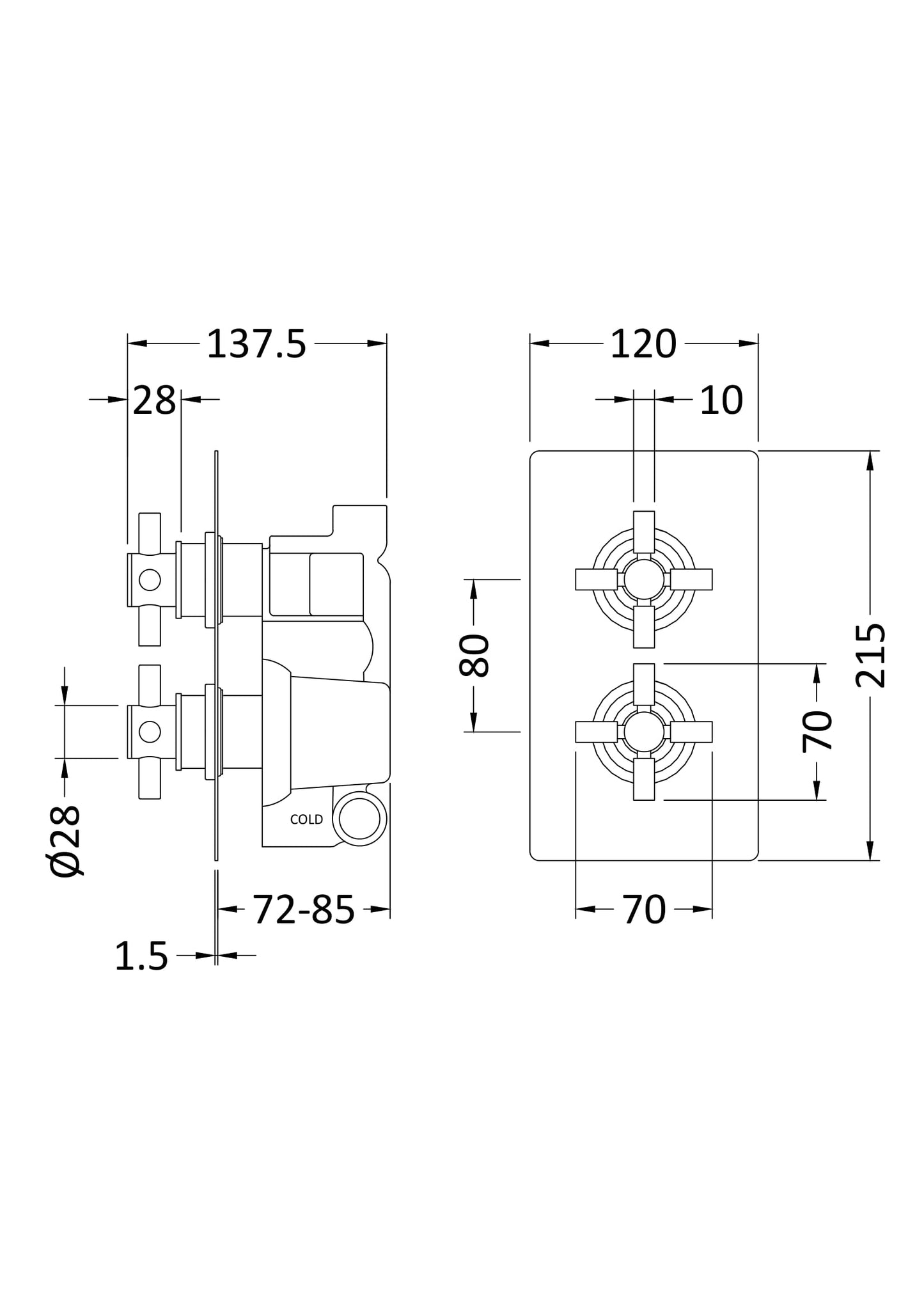Hudson Reed Twin Thermostatic Shower Valve With Diverter