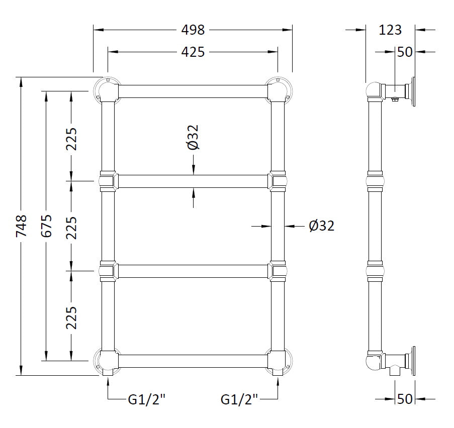Hudson Reed Epsom Wall Mounted Towel Rail