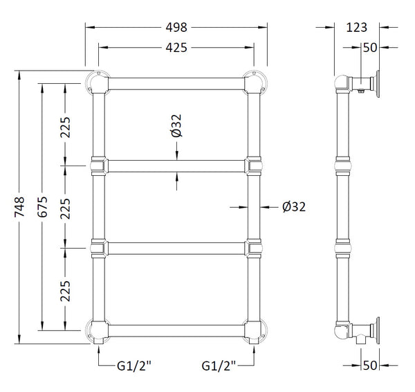 Hudson Reed Epsom Wall Mounted Towel Rail