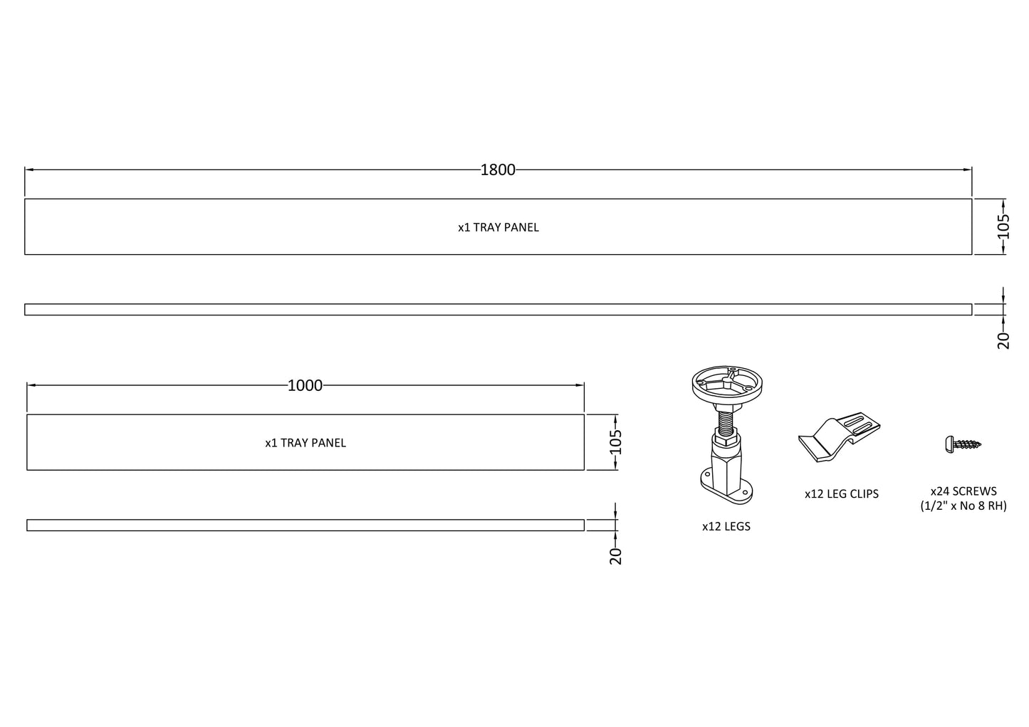 NUIE Leg Set & Plinth Kit (1700 &1000 Plinth)