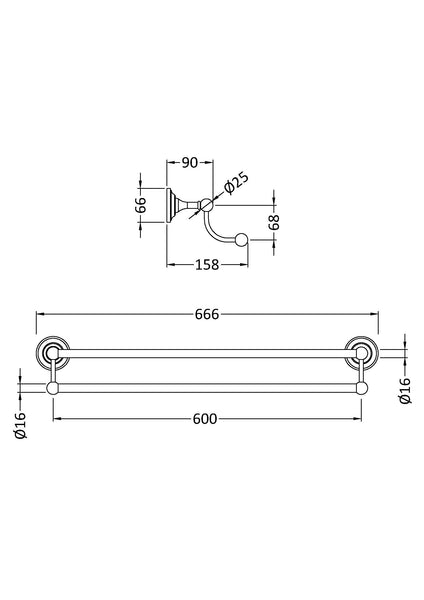Hudson Reed Double Towel Rail