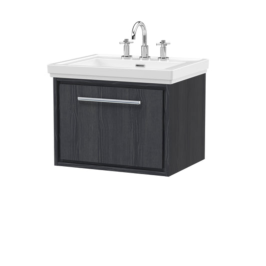 Hudson Reed 600mm Wall Hung Single Drawer Vanity with Basin - 3 Tap Hole