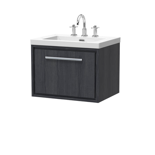 Hudson Reed 600mm Wall Hung Single Drawer Vanity with Basin - 3 Tap Hole