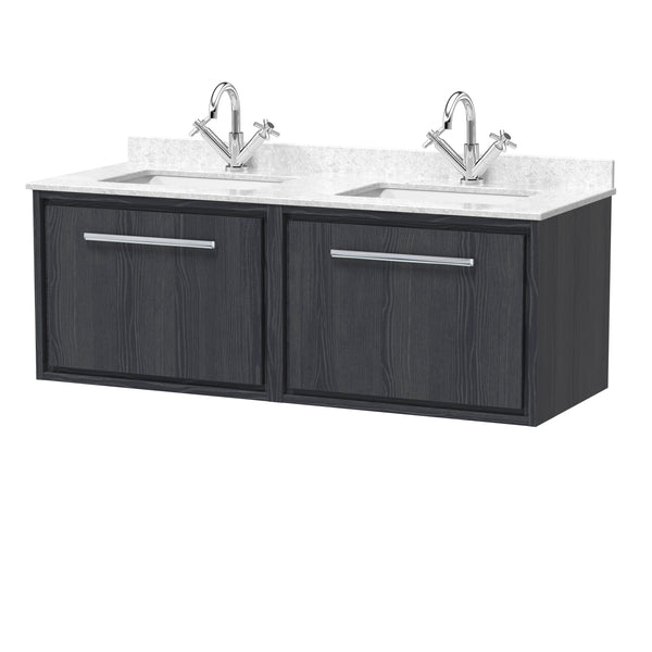 Hudson Reed 1200mm Wall Hung Single Drawer Vanity with Marble Worktop Basin