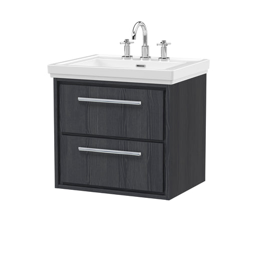 Hudson Reed 600mm Wall Hung 2-Drawer Vanity with Basin - 3 Tap Hole