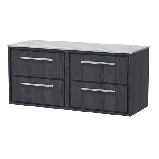 Hudson Reed 1200mm Wall Hung 4-Drawer Vanity with Marble Worktop