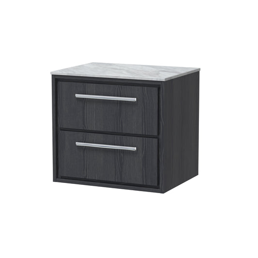 Hudson Reed 600mm Wall Hung 2-Drawer Vanity with Marble Worktop