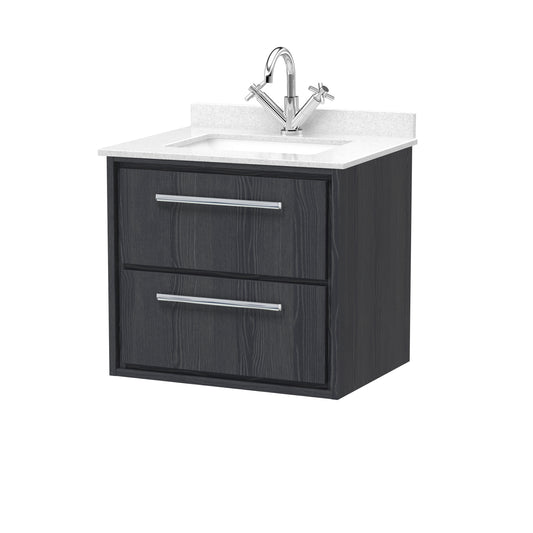 Hudson Reed 600mm Wall Hung 2-Drawer Vanity with Marble Worktop Basin