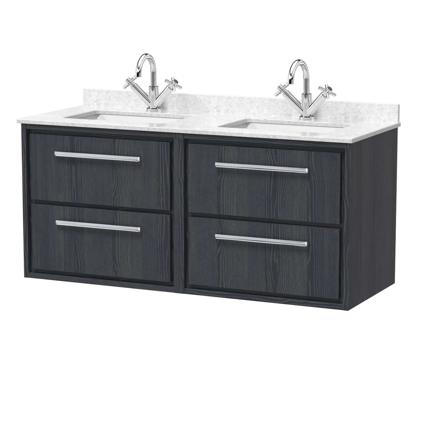 Hudson Reed 1200mm Wall Hung 4-Drawer Vanity with Marble Worktop Basin
