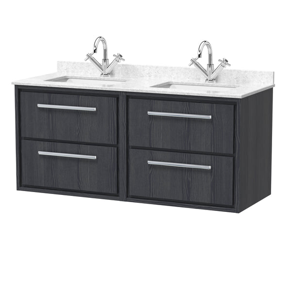 Hudson Reed 1200mm Wall Hung 4-Drawer Vanity with Marble Worktop Basin