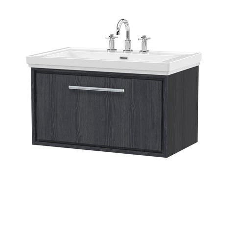 Hudson Reed 800mm Wall Hung Single Drawer Vanity with Basin - 3 Tap Hole