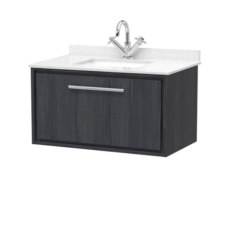 Hudson Reed 800mm Wall Hung Single Drawer Vanity with Marble Worktop Basin