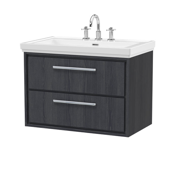 Hudson Reed 800mm Wall Hung 2-Drawer Vanity with Basin - 3 Tap Hole