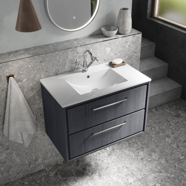 Hudson Reed 800mm Wall Hung 2-Drawer Vanity with Basin - 1 Tap Hole