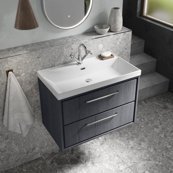 Hudson Reed 800mm Wall Hung 2-Drawer Vanity with Basin - 1 Tap Hole