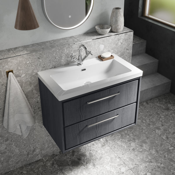 Hudson Reed 800mm Wall Hung 2-Drawer Vanity with Basin - 1 Tap Hole