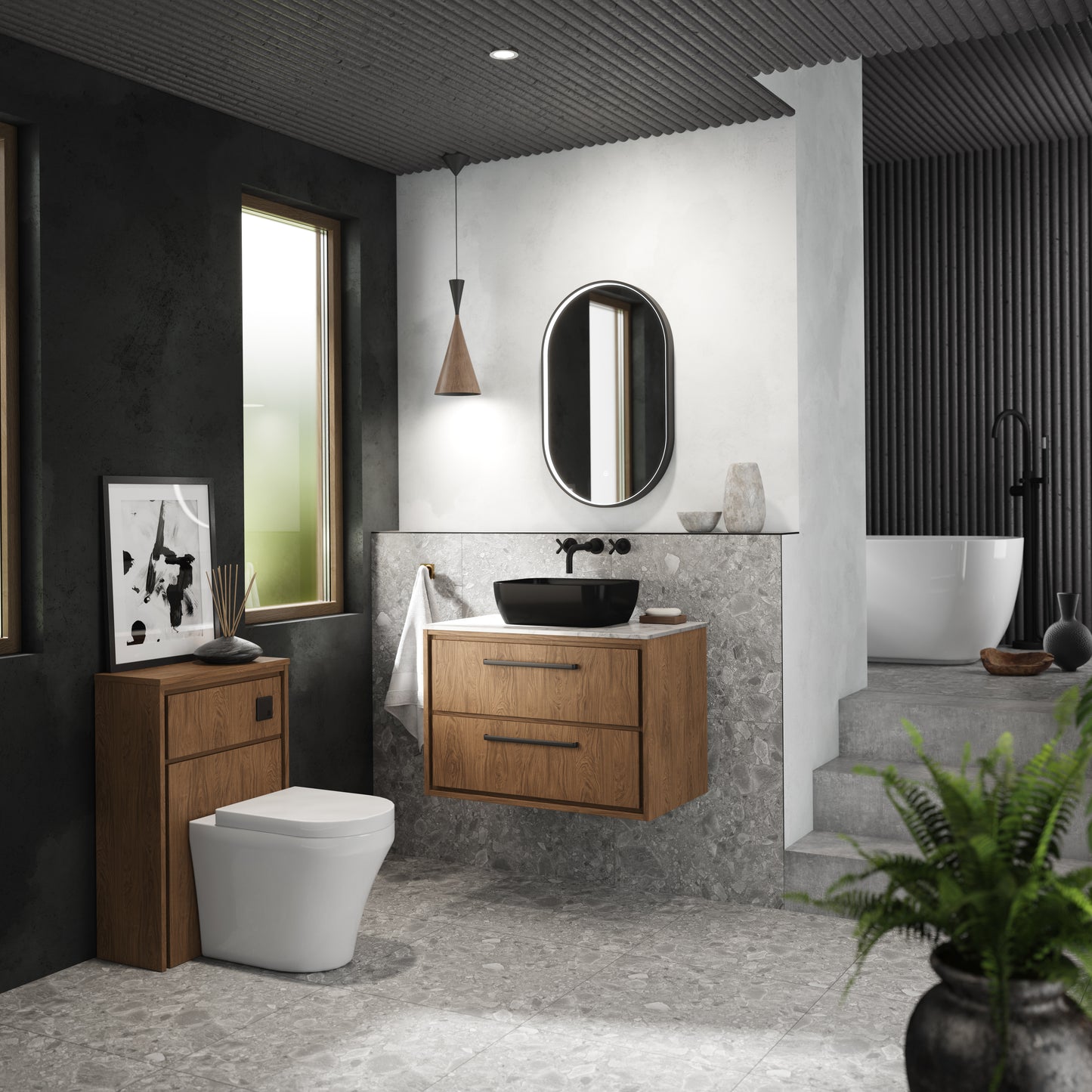Hudson Reed 800mm Wall Hung 2-Drawer Vanity with Marble Worktop
