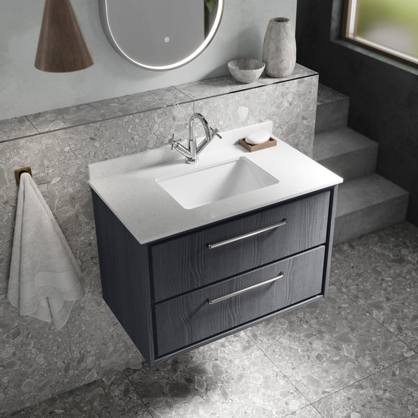 Hudson Reed 800mm Wall Hung 2-Drawer Vanity with Marble Worktop Basin