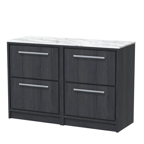 Hudson Reed 1200mm Floor Standing 4-Drawer Vanity with Marble Worktop