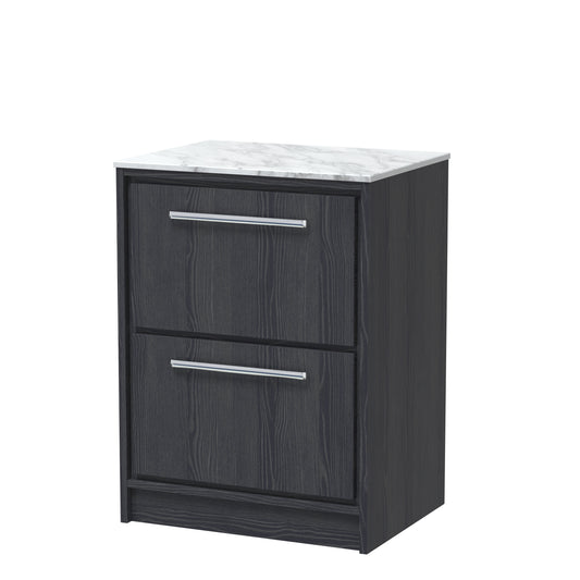 Hudson Reed 600mm Floor Standing 2-Drawer Vanity with Marble Worktop