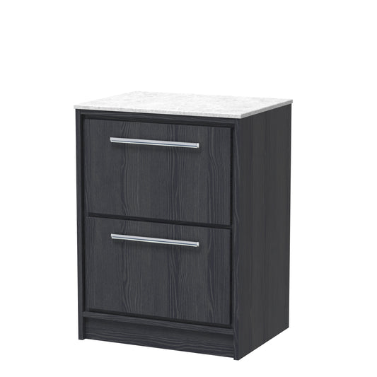 Hudson Reed 600mm Floor Standing 2-Drawer Vanity with Marble Worktop