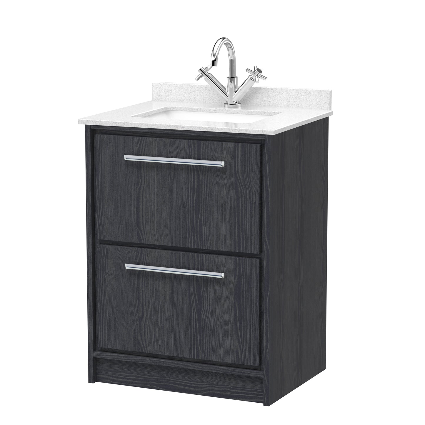 Hudson Reed 600mm Floor Standing 2-Drawer Vanity with Marble Worktop Basin